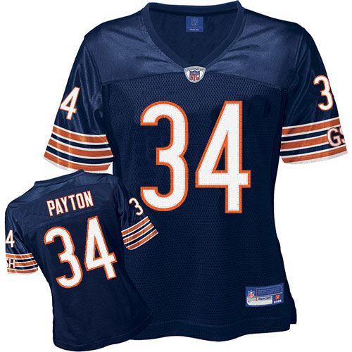 Women's Premier Walter Payton Reebok Jersey Navy Blue Home - #34 Throwback NFL Chicago Bears